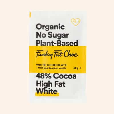 Funky Fat Choc White + Bourbon Vanilla in wrapper