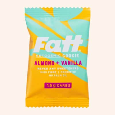 Fatt Almond Vanilla Keto Cookie on a cream background