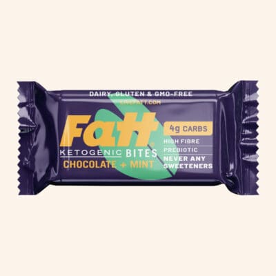 Fatt - Chocolate + Mint Bites on a cream background