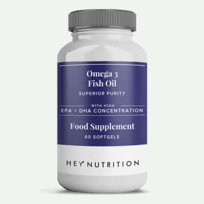 omega 3 fish oil bottle on green background