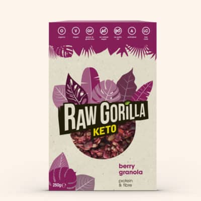 raw gorilla berry granola organic keto 250g box