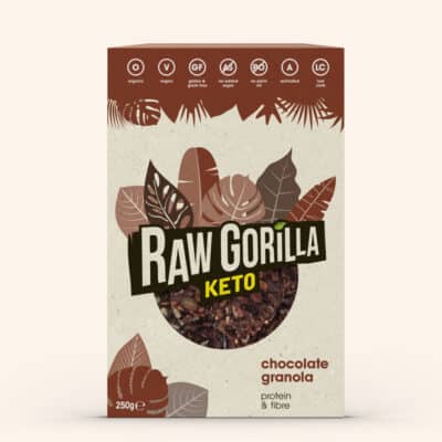 raw gorilla keto organic chocolate granola, 1 box f 250g