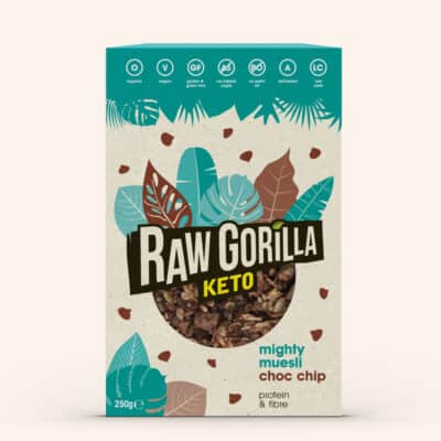 raw gorilla choc chip mighty muesli one box of 250g