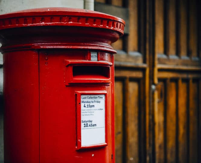 red royal mail mail box