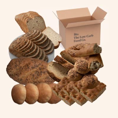 image showing off the 10 different low-carb breads that come with this bundle
