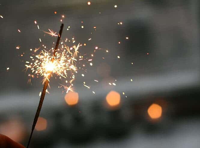 sparkler in front a blurry background